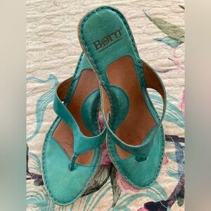Born leather thong wedge sandals